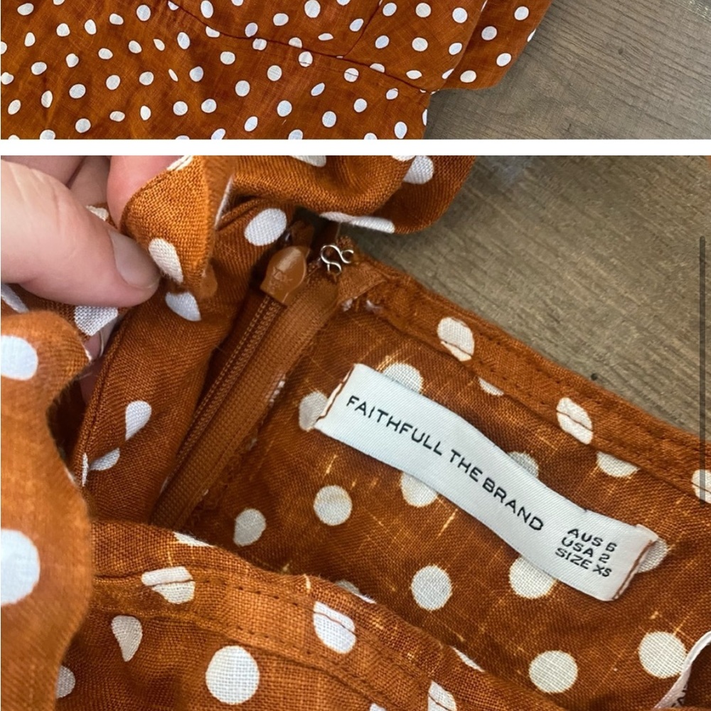 faithful the brand stepper cinnamon polka dot tie cutout dress - Picture 5 of 9